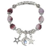 sodeber Adjustable Elastic Wristchain Star and Pendant Handchain Glass Bead for Fashion Enthusiasts Crackle Glass Bead Wristchain