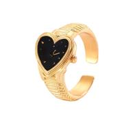 sodeber Adjustable Rings Opening Heart Shape Geometric Finger Alloy Texture Suitable for Various Occasion Retro Love