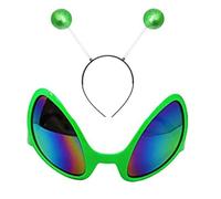 sodeber Alien Headband Alien Glasses Boppers Rainbow Lens Sunglass Halloween Cosplay Theme Party Supplies Martians Bopper