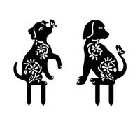 sodeber Artistic Metal Sculpture Stake Rusts Proof Iron Ornament Dog Metal Decorative Garden Stakes for Patios Landscape Garden Stake
