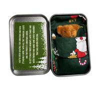 sodeber Bear Plush Toy Christmas Pocket Hug in a Tin Box Little Doll for Children Stuffed Doll New Year Gift Christmas Birthday Thinking of You Card Gifts for Kids