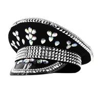 sodeber Bejeweled Captain Hat Crystals Sailor For Disco House Cocktail Parties Vacation Sparkly