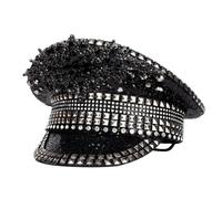 sodeber Bejeweled Crystal Captain Hat Sailor For Bachelorette Party Sergeant Versatile Club Stage Elegant