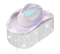 sodeber Breathable LED Cowboy Hat For Adult Western Party Large Curved Brim Fedoras Sunproof Accessory