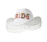 sodeber Bridal Hat With Pearls Tassels For Wedding Party Tasseled Pork Pie Wide Brimmed Actor Actress