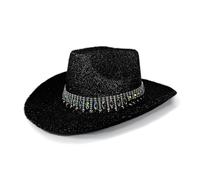 sodeber Bride Hat Shimmering Rhinestones Cowgirl Hats Glittering Crystal Panama Hat For Music Festivals Sparkly Party Outfit Polyester Cowboy Hats