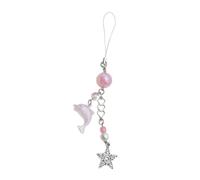 sodeber Cartoon Dolphin Phone Charm Keyring Keychain Cellphone Chain Stylish Acrylic Alloy Pendant for Backpack Purse