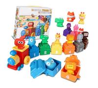 sodeber Cartoon Train Set Toy for Toddler Hand Eye Coordination Problem Solving Color Sorting Game Number Cognitive Activity Number Character Learning