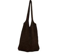 sodeber Casual Solid Color Shoulder Bag Knitted Handbag Large Capacity Tote Stray For Beach Travel Dating