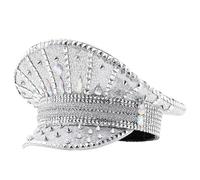 sodeber Club Girl Hat Shimmering Captain Crystal Sailor For Music Festivals Sparkly Charm
