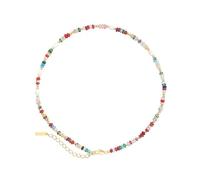 sodeber Colorful Beads Stone Necklace Ornament for Trendy Women Natural Pearls on a Gold Clavicle Chain Trendy Beaded Jewelry