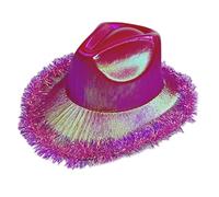 sodeber Cowgirl Hats Cow Girl Hat With Tinsel Trim Adjustable String Adult Size Space Cowboy For Party Fit