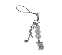 sodeber Drum Set Note Beaded Phone Charm Colorful Heart Pendant Keyring for Music Lovers Accessory Smartphones