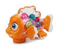 sodeber Electric Fish Toy with Adjustable LED Lights and Sound Effects for Toddler Indoor Outdoor Activity Rechargeable LED Fish Car Toy for Indoor Outdoor Play