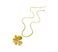 sodeber Elegant Gold Plated Snake Chain Necklace With Intricate Large Flower Pendant For Women Sturdy And
