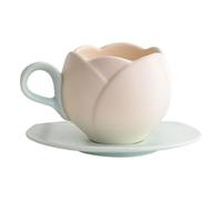 sodeber European Styles Ceramic Tea Cup and Saucers Collection 300Ml Capacity Materials Great for Photography Retro Flower Relief Mugs Set
