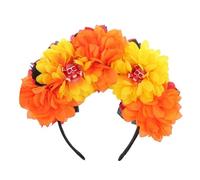 sodeber Fairy Skull Headband For Kids Halloween Flower Theme Parties Dark Skeleton With Colorful Rose Garland