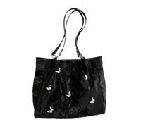 sodeber Fashion Women Large Capacity PU Leather Solid Color Shoulder Bag Aesthetic Butterfly Pattern Casual Shopping