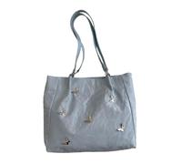 sodeber Fashion Women Large Capacity PU Leather Solid Color Shoulder Bag Aesthetic Butterfly Pattern Casual Shopping