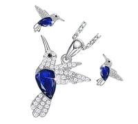 sodeber Fashionable Bird Theme Matching Necklace Earrings Adorned with Crystals Comfortable Alloy Jewelry Set Suitable for Various Outfits Stylish Bird Jewelry Set for Everyday