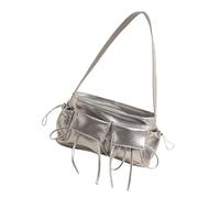 sodeber Fashionable Ladies Sweet Bowknot Underarm Bag Zippered Shoulder PU Leather Multi Pockets Handbag for Work and Travel Korean Fashion Shoulder