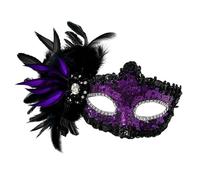 sodeber Feather Half Face Halloween Rhinestones Masquerade Party Venetians for Carnivals Halloween Rhinestones Feather Masquerade Half Face for Party