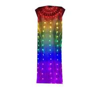 sodeber Flexible LED Belly Dance Fan Rainbow Colorful Light Up Long Folding Veil For Night Performances And