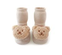 sodeber Floor Socks Nonslip Rubber Soles Breathable Cartoon Bear First Walkers Shoes Infant First Walking Shoes Cute Cartoon Bear Baby Khaki