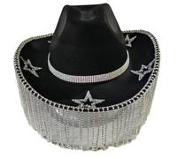 sodeber Fringed Rhinestones Cowboy Hat For Adult Women Bridal Shower Cowgirl Masquerades Party Costume