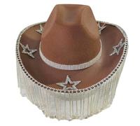 sodeber Fringed Rhinestones Cowboy Hat For Adult Women Bridal Shower Cowgirl Masquerades Party Costume