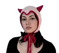 sodeber Fun Horn Teens Costume Hat Halloween Pullover Soft Warm Crocheted Be