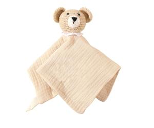 sodeber Gentle Pacify Towel Cotton Baby Blanket Adorable Animal Crochet Design for Comfort Security and Anxious Relief Comfort Blanket