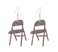 sodeber Glitter Chair Pendant Necklace Simple Folding Chair Earrings Clavicle Chain Funny Charm Weird Jewelry Funny Dangle for Daily Wear Jewelry Accessories