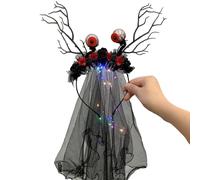 sodeber Glowing Rose Headband Ghosted Bride Veil Cosplay Costume Headwear Hair Accessories Halloween