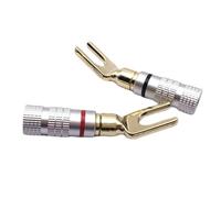 sodeber Gold Plated 4mm Banana Fork Shape Loudspeaker Wire Connector Solder High Conductivity Amplifier Connector