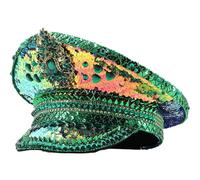 sodeber Green Hat Adult Rhinestone Carnivals Party Costume Bride Wedding Captain Teenagers Supplies
