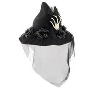 sodeber Halloween Flower Witch Hat With Hand Skull Veil Applique Carnivals Party Headpieces Devil Cosplay Tool