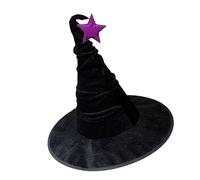 sodeber Halloween Witch Hat Pleated Wizard Caps For Women Girls Wizard Cosplay Costume Accessories Star Pointed Hat Gifts Witch Caps