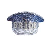 sodeber Hand Beaded Sequins Captain Hat Shimmering Crystal For Bride Wedding Props Encrusted Layers Pearls