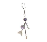 sodeber Handmade Beaded Mermaids Tail Phone Charm Youthful Jewelry Fish in Assorted Colors