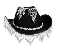 sodeber Heavy Cowboy Hats Tassels Crystal Hat For Disco House Cocktails Parties Vacation Sparkly Comedian