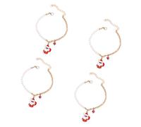 sodeber Holiday Pet Necklace with Pearls Adjustable Neck Collar Neck Jewelry for Cats and Dogs Perfect for Christmas Parties Pet Holiday Ornament