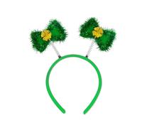 sodeber Irish Bowknot Shamrock Headband Patricks Day Woman Christmas Sequins For Festival
