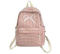 sodeber Japanese Women Teen Girls Checkered Pattern Large Backpack Aesthetic Cute Bowknot Zippered Student School Bag Book Bag Fashionable Backpack
