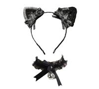 sodeber Lace Cats Ears Headband With Choker Anime Masquerades Costume Headwear Cosplay Party Accessories