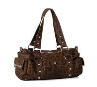 sodeber Leopards Pattern Shoulder Bag Nylon Underarm Bags Lightweight Handbag Crossbody Purse Suitable for Various Occasion Trendy Leopards Print Daily Bag