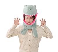 sodeber Lovely Dinosaur Headgear Hat And Scarf Plush Windproof For Casual Birthday Dress Up Cosplay Costume