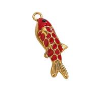 sodeber Lucky Fish Pendant Stainless Steel Jewelry Component Delicate Jewelry Findings for Necklace Decors Shell Keychain