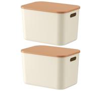 sodeber Multipurpose Cream Storage with Moisture-Resistant Lid, Stackable Modular Box for Small Space Optimization Cream Color Home Organization Bins Wardrobe Storage Boxes