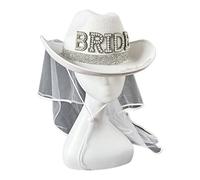 sodeber Pearl BRIDE Letter Cowboy Hat Wedding Cowgirl Seaside With Long White Veil Western Elegant Dress